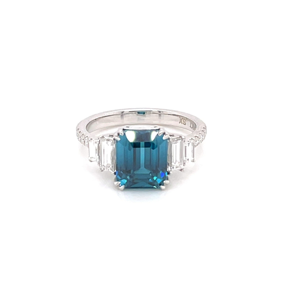 Emerald cut sales blue zircon ring