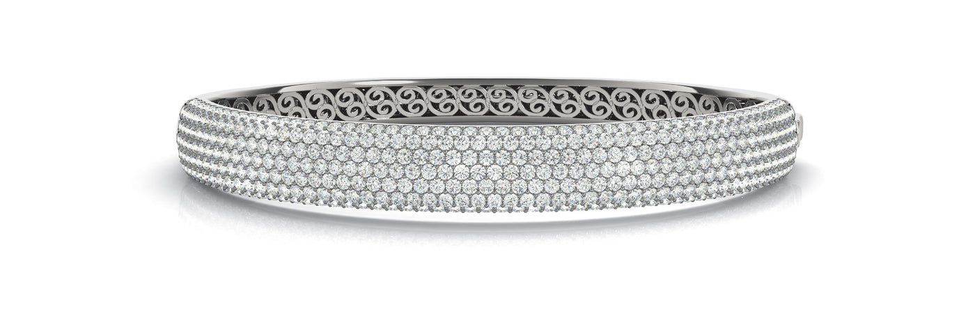 White Gold Seven Row Diamond Pave Bangle