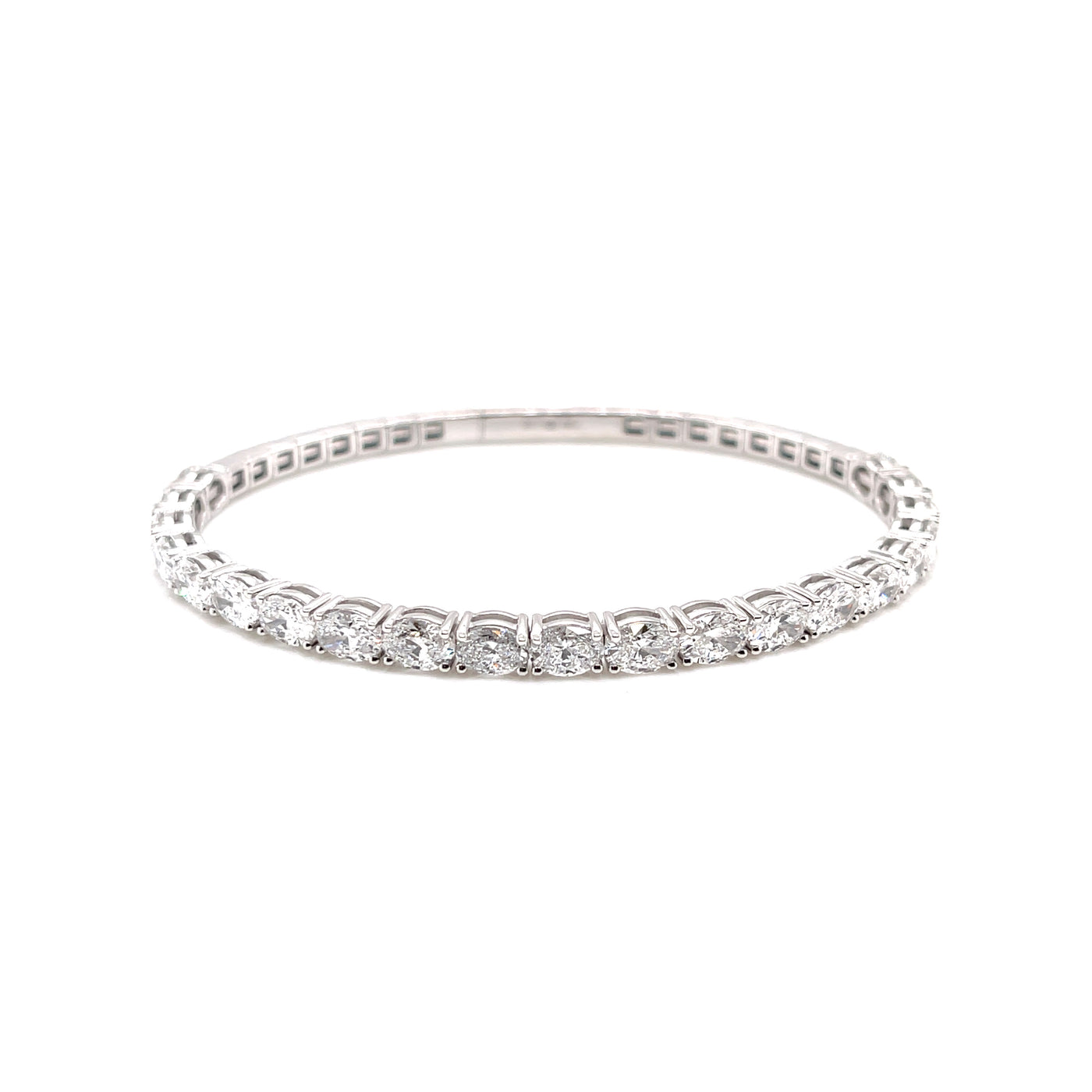 14K White Gold Oval Diamond Tennis Bracelet