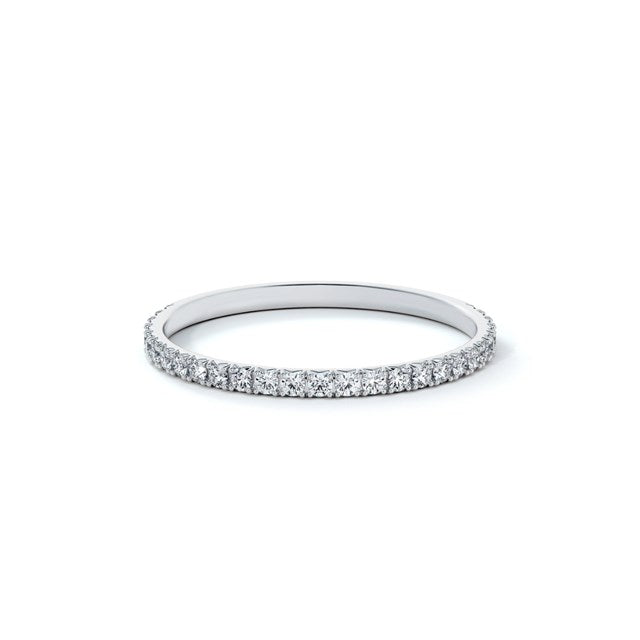 14K White Gold Petite Pave Diamond Wedding Ring