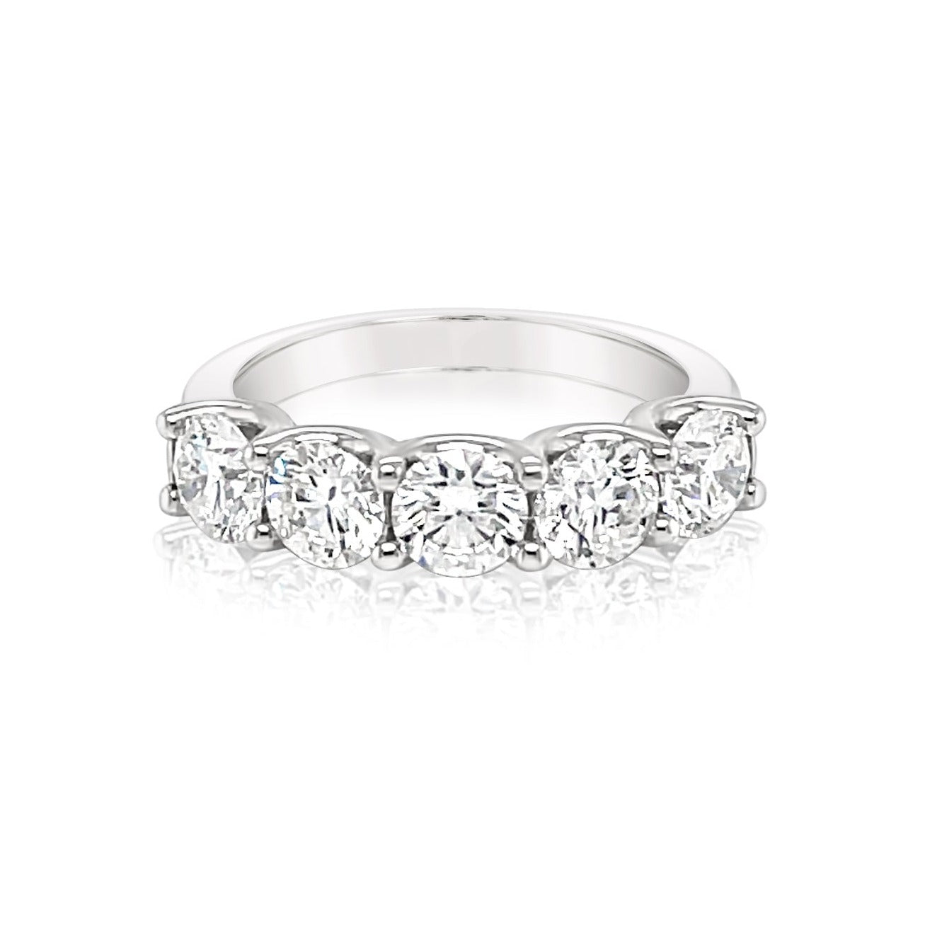 14k White Gold 5 Round Brilliant Diamond Engagement Ring