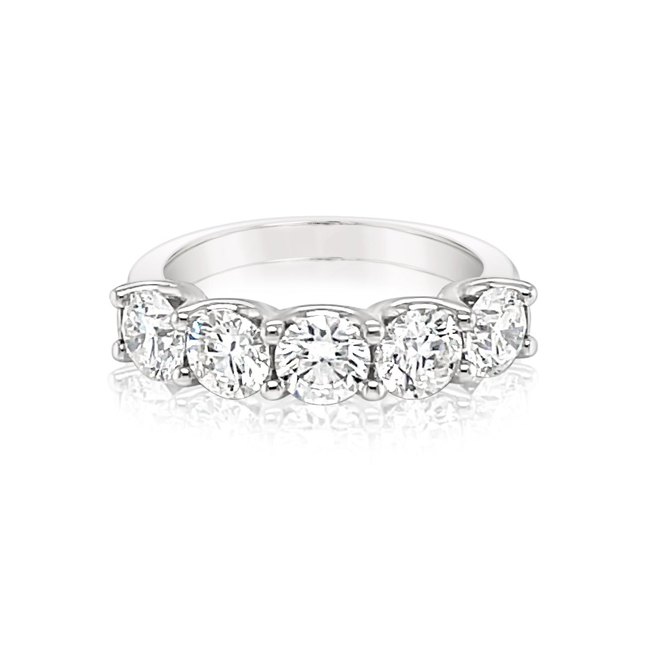 14k White Gold 5 Round Brilliant Diamond Engagement Ring