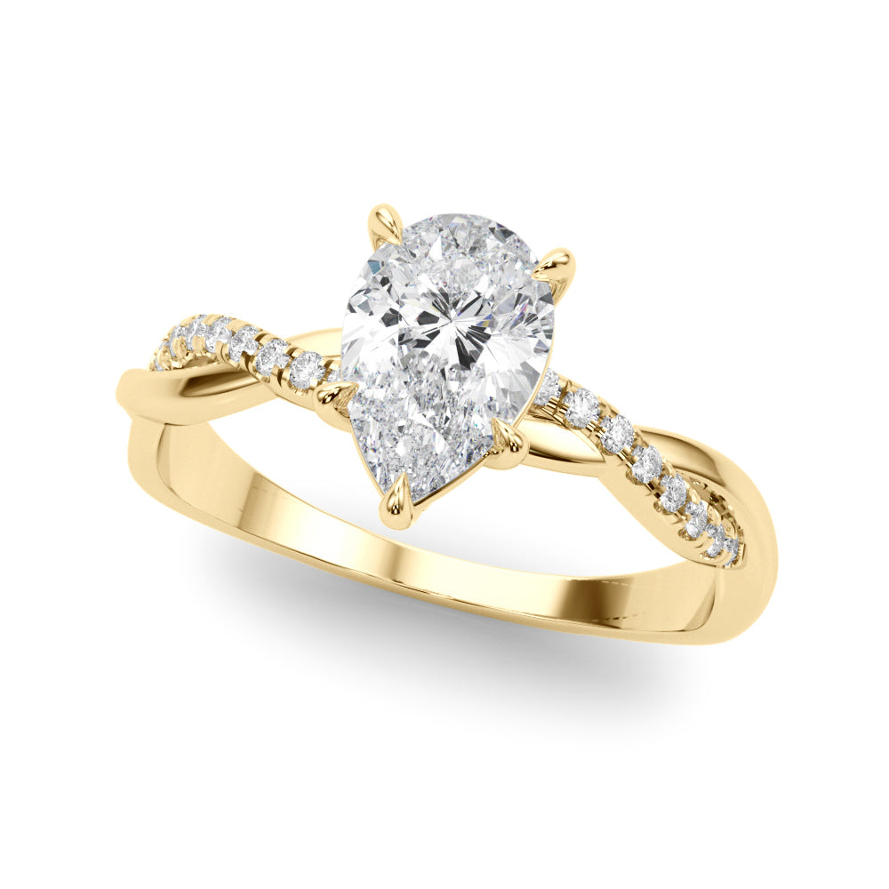 thumbnail image 2 of 18ct Yellow Gold Filled Simulated Diamond Twist Pave Wedding Ring – Ladies, Solitaire Style 2 of 5