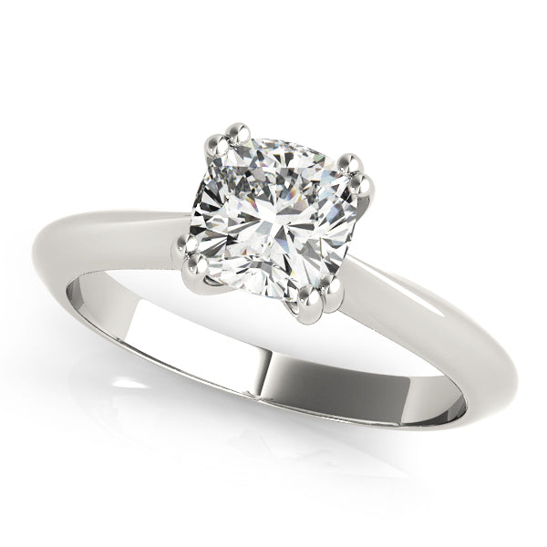 14K White Gold Cushion Cut Double Prong Diamond Solitaire Engagement Ring  (1ct)