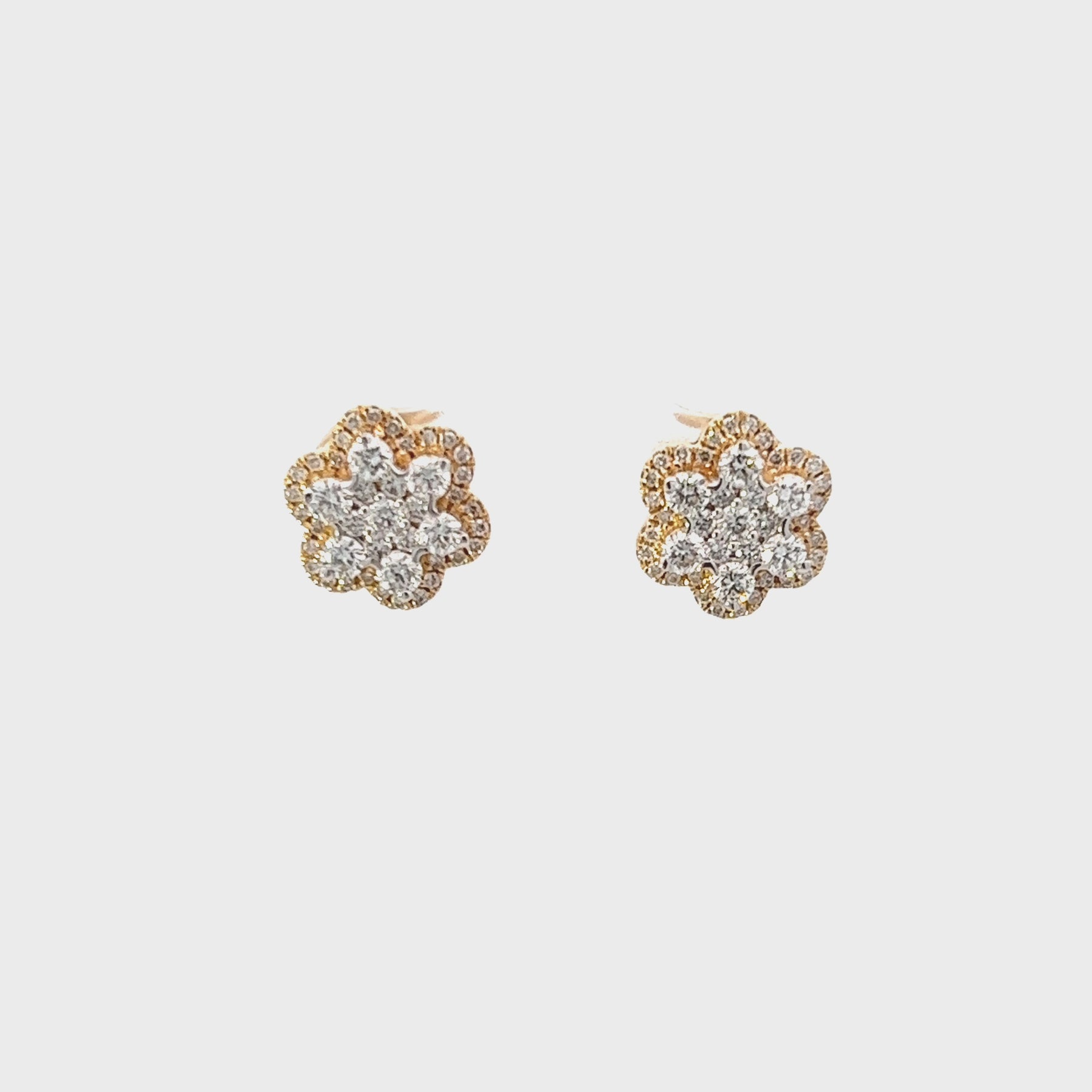 Color Blossom Earrings, Pink Gold, White Gold And Diamonds